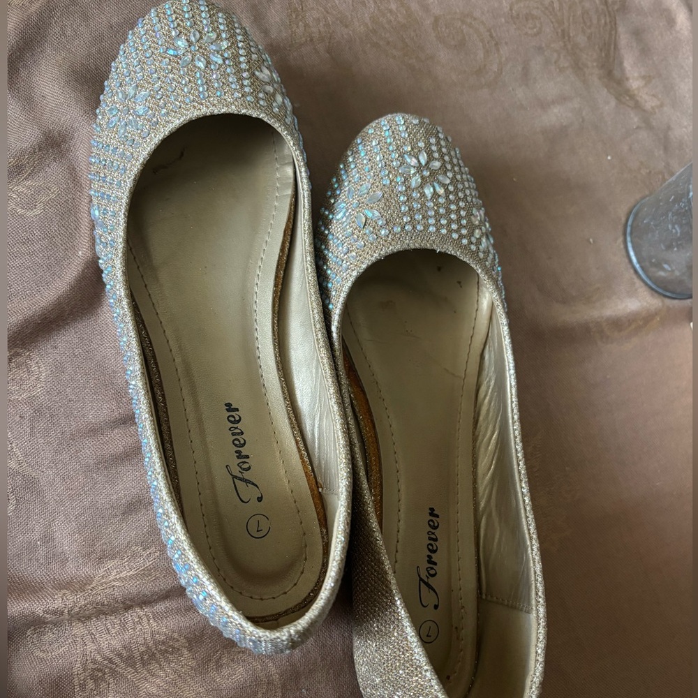 Gold Sparkle Flats size 7